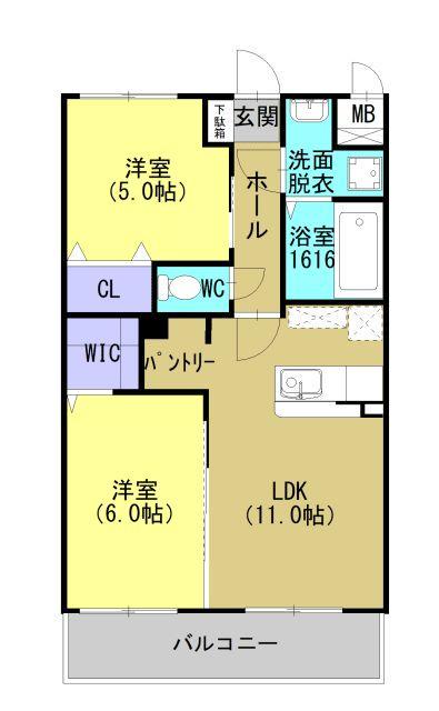 アバンガーデン(2LDK/3階)の間取り写真