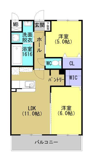 アバンガーデン(2LDK/2階)の間取り写真