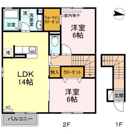 アルページュ 北(2LDK/2階)の間取り写真