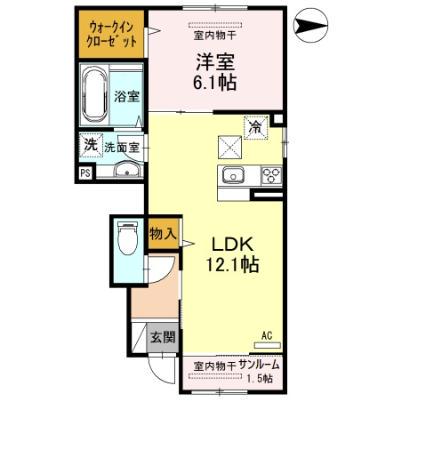 グランツ ヴィラ(1LDK/1階)の間取り写真