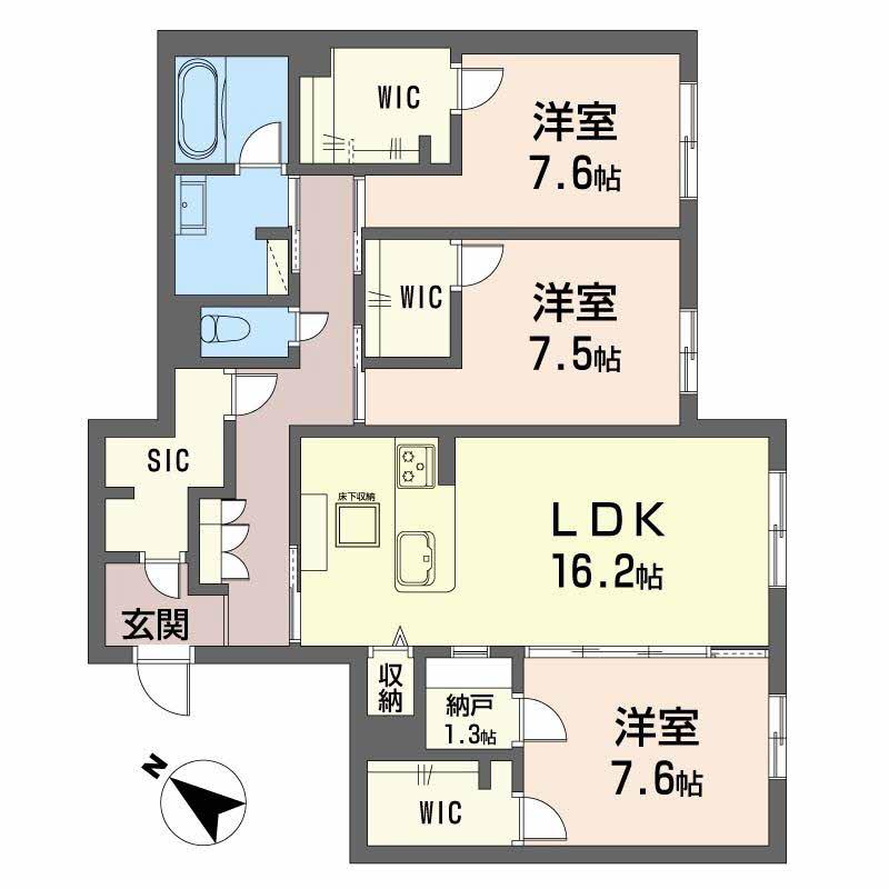 シャーメゾンプレミア鹿児島駅前(3SLDK/1階)の間取り写真