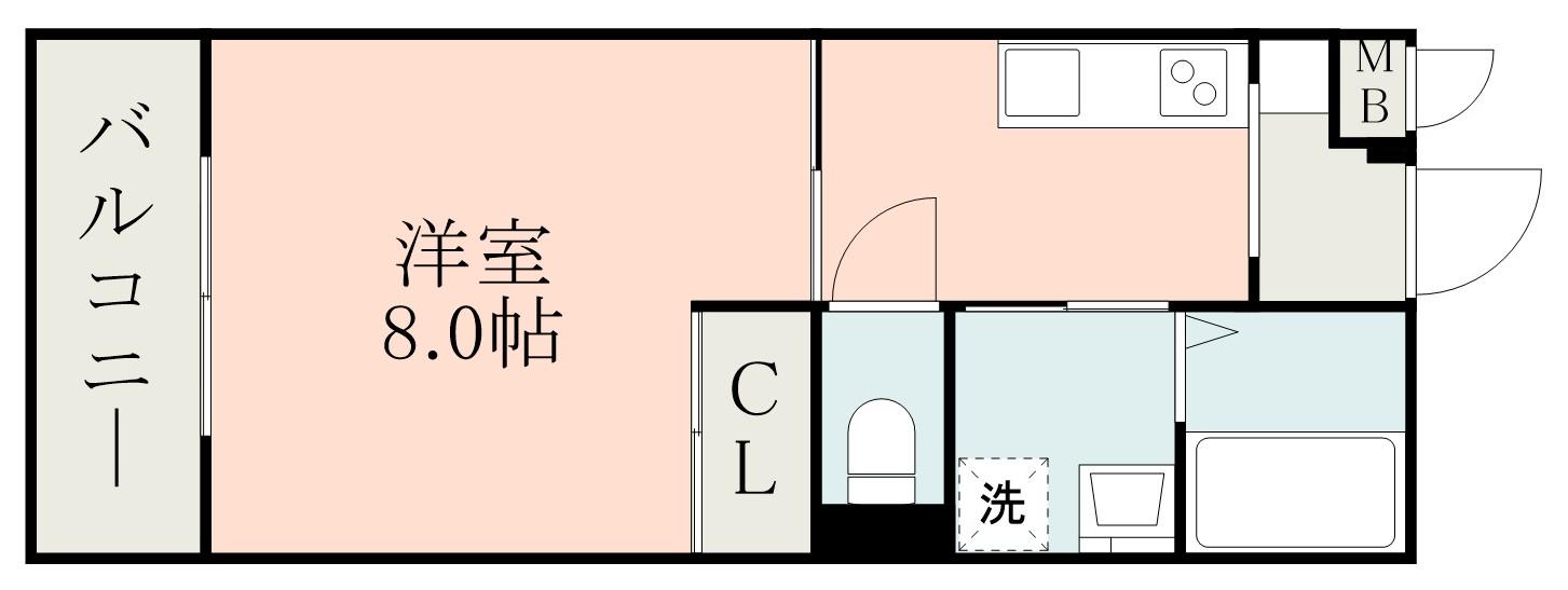 LA-CHIC永吉(1K/4階)の間取り写真