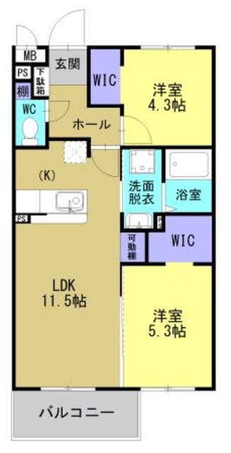 SETTLE 姶良(2LDK/3階)の間取り写真