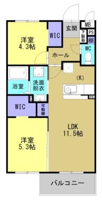 SETTLE 姶良(2LDK/4階)の間取り写真