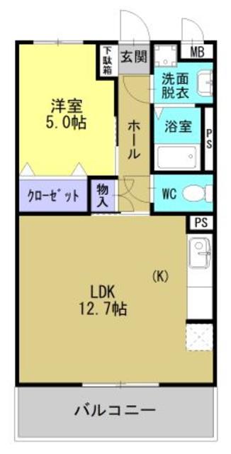 CASAあいら(1LDK/1階)の間取り写真