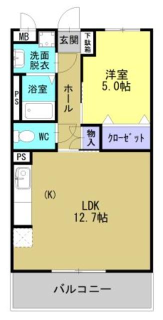 CASAあいら(1LDK/3階)の間取り写真