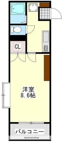 プレステージ上塩屋(1K/1階)の間取り写真