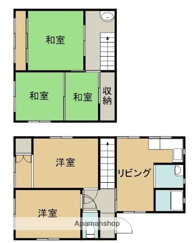 鹿児島市谷山線 笹貫駅 徒歩14分 2階建 築58年(5LDK)の間取り写真