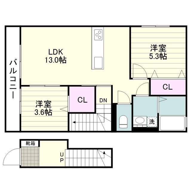 プレミール静(2LDK/2階)の間取り写真