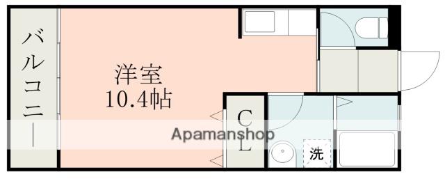 CUBE B(ワンルーム/1階)の間取り写真