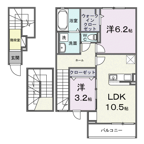 ベル・コリーヌⅡ(2LDK/3階)の間取り写真