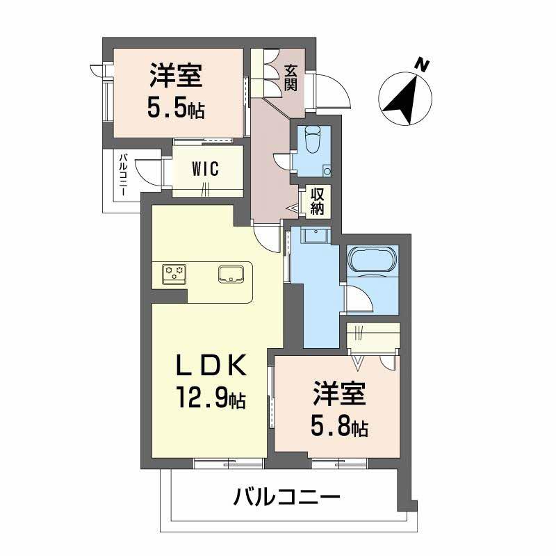 シャーメゾン絆Ⅳ(2LDK/3階)の間取り写真