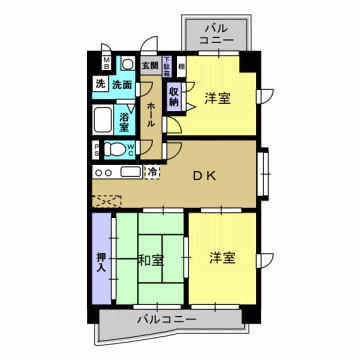 BRIGHTGREET(3DK/3階)の間取り写真