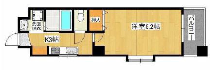 プレミール吉留(1K/2階)の間取り写真