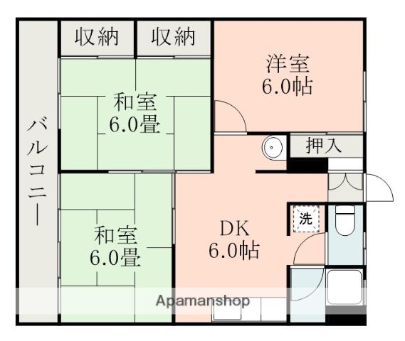 浜田ビル(3DK/4階)の間取り写真
