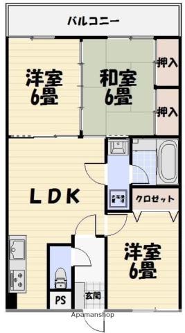 エクセレントNAKASHIMA(3LDK/4階)の間取り写真