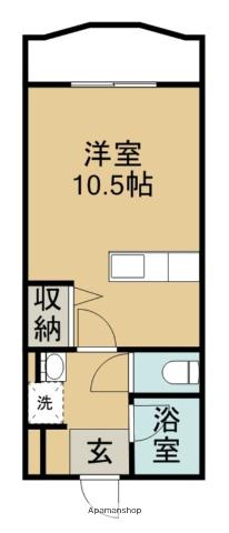 レインボー荒田Ⅱ(1K/4階)の間取り写真