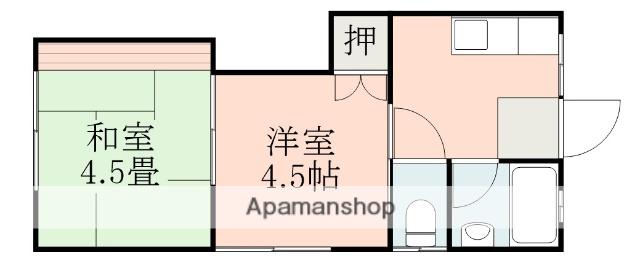 後迫アパート(2K/2階)の間取り写真