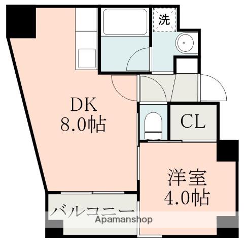 パースアベニューⅡ(1DK/4階)の間取り写真
