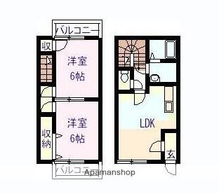 鹿児島県鹿児島市 2階建 築29年(2LDK)の間取り写真