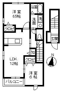 マジェスティックガーデンA(2LDK/2階)の間取り写真