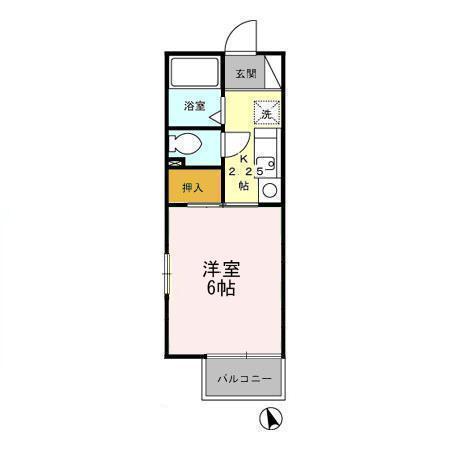 セリバテール東谷山Ⅱ(1K/2階)の間取り写真