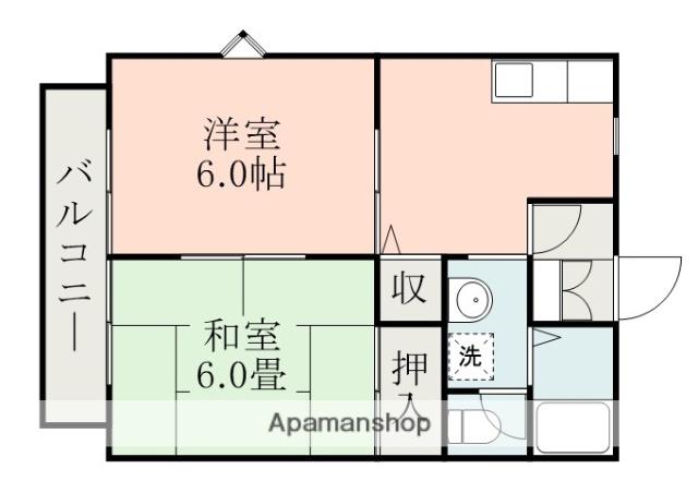 メルベーユ木元A棟(2DK/2階)の間取り写真