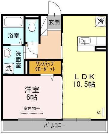 ボヌール東谷山(1LDK/1階)の間取り写真