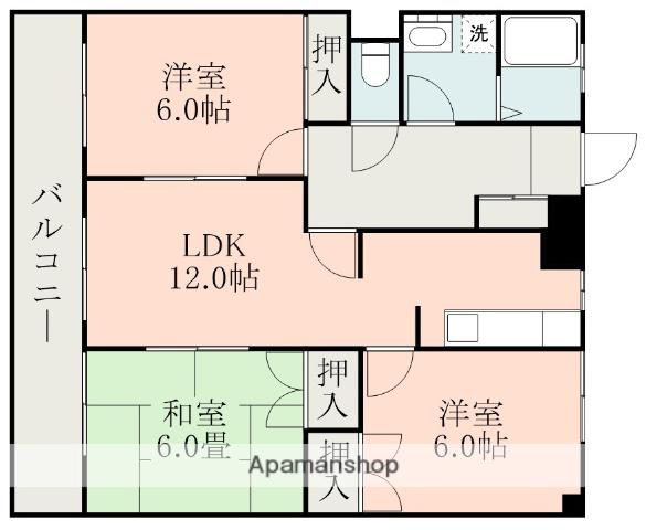 メルベーユ田上(3LDK/3階)の間取り写真