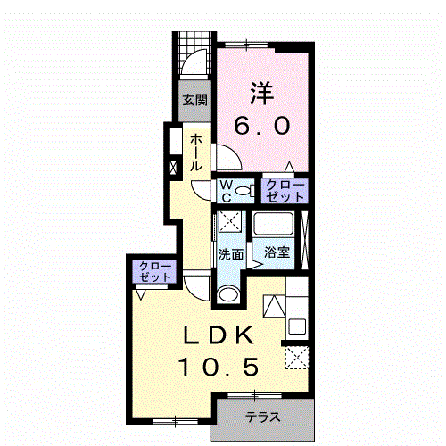 アトラクティブハウス(1LDK/1階)の間取り写真