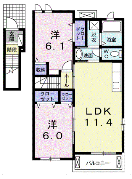 サンハイツⅠ(2LDK/2階)の間取り写真