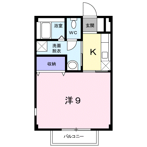 ドマーニK(1K/2階)の間取り写真