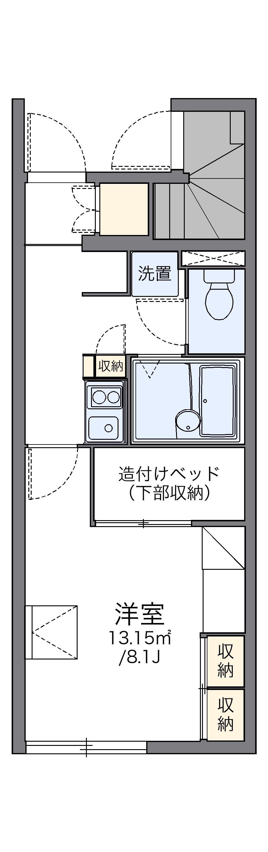 レオパレスBヴィレッジ(1K/1階)の間取り写真