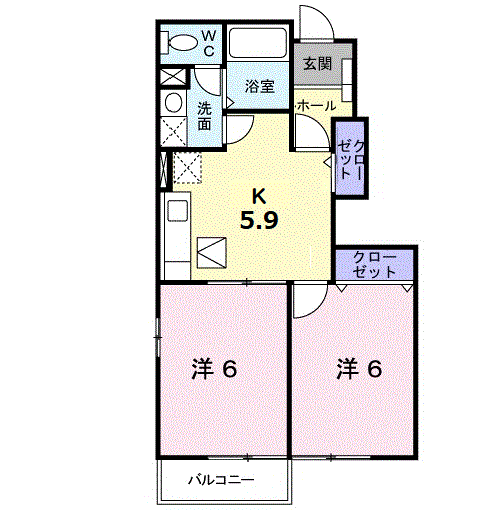 ニーロクセブンⅡ(2K/1階)の間取り写真