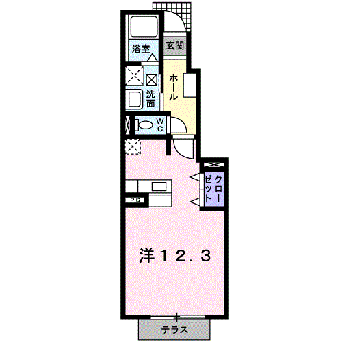 エターナルⅡ(ワンルーム/1階)の間取り写真