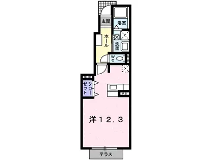 エターナルⅡ(ワンルーム/1階)の間取り写真