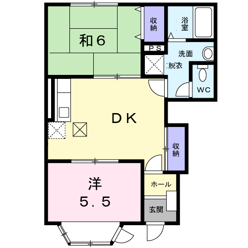 菜の美YUNOHAMA(2DK/1階)の間取り写真