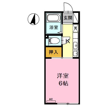 セリバテール東谷山Ⅰ(1K/1階)の間取り写真