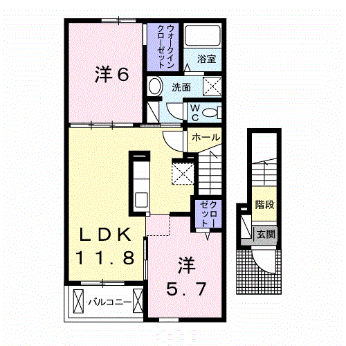グレースガーデンⅠ(2LDK/2階)の間取り写真