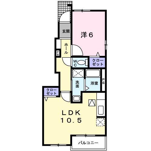 ヴァンヴェールK Ⅰ(1LDK/1階)の間取り写真