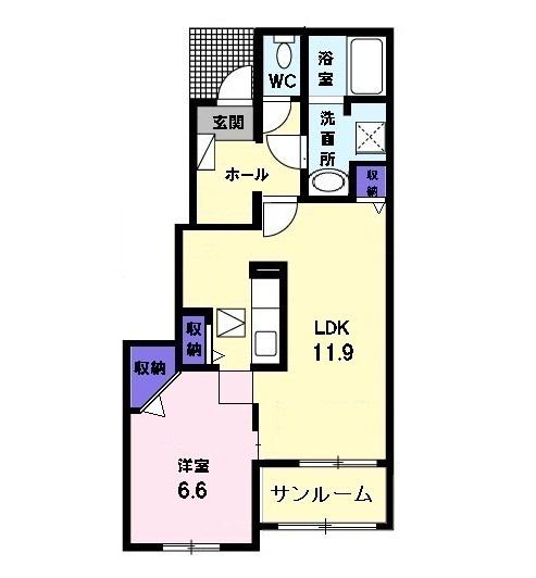 トゥインクル B(1LDK/1階)の間取り写真