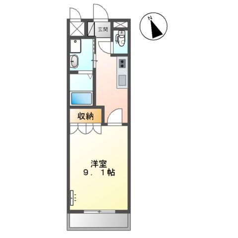 敬愛ハイツB(1K/1階)の間取り写真