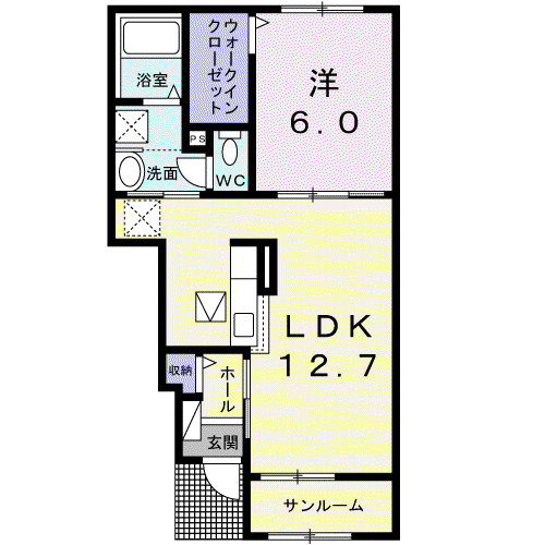 シエル エ ペシェ Ⅰ(1LDK/1階)の間取り写真