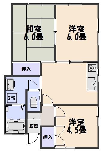 三愛ハイツ(3DK/2階)の間取り写真