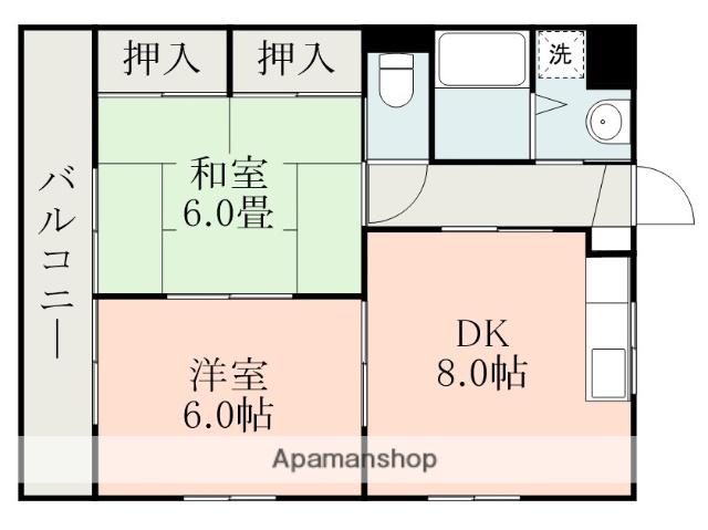 ピース21(2DK/2階)の間取り写真