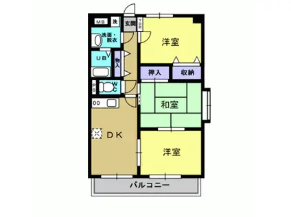 こうかマンション(3DK/7階)の間取り写真