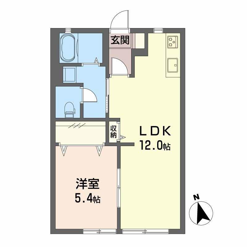 DIAS ワイ (1LDK/2階)の間取り写真
