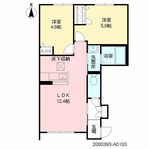 ヴィラーチェ・プロフィット(2LDK/1階)の間取り写真