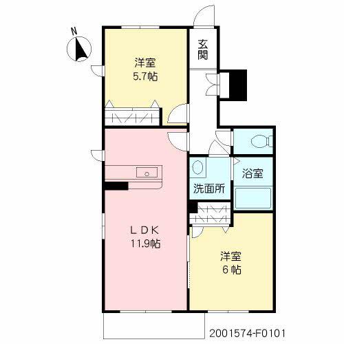 ヴィラサンパティークF棟(2LDK/1階)の間取り写真