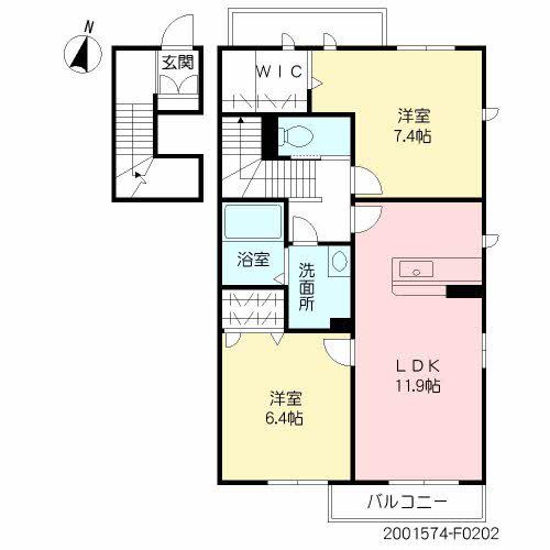 ヴィラサンパティークF棟(2LDK/2階)の間取り写真